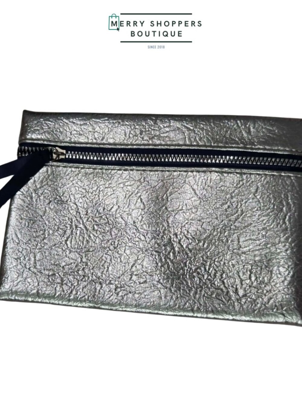 Metallic Silver Textured Pouch